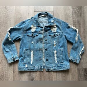 Highway Jeans Distressed Jean Denim Jacket Size Medium